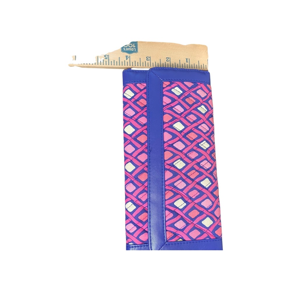 Vera Bradley‎ Wallet Clutch Zip Pocket Pink Blue Diamond Pattern ID Window - Picture 5 of 6